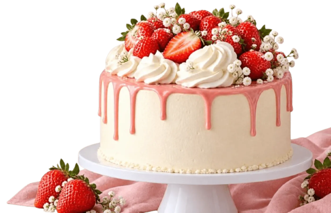 Pastel blanco decorado con fresas